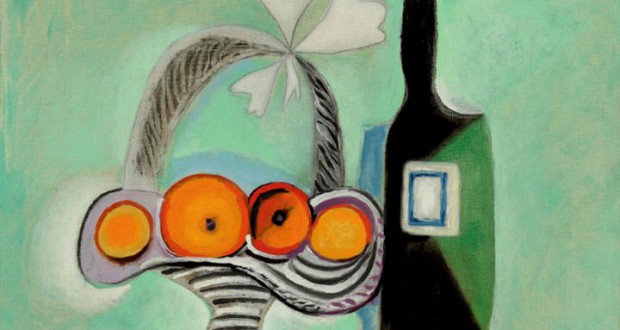 Пабло Пикассо «Натюрморт. Корзина фруктов и бутылка»