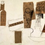 Пабло Пикассо «Сифон, бокал, газеты и скрипка»