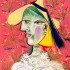 Пабло Пикассо «Женщина в соломенной шляпе на цветочном фоне»