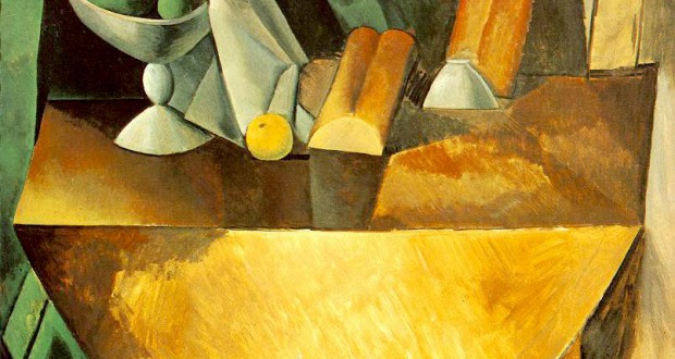 Пабло Пикассо «Хлеб и блюдо с фруктами на столе»