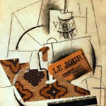 Пабло Пикассо «Бутылка Vieux Marc, бокал и газеты»