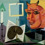 Пабло Пикассо «Натюрморт со свечой, палитрой и красной головой Минотавра»