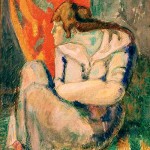 Пабло Пикассо «Сидящая женщина на полосатом полу»
