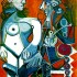Пабло Пикассо «Стоящая обнаженная женщина и мужчина с трубкой»